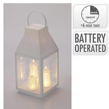 Led lampáš biely so sviečkami 25/35cm /timer - FLORASYSTEM