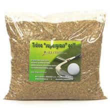 Osivo trávy AQ GOLF SUPERGRASS 1kg v priehľadnom obale.
