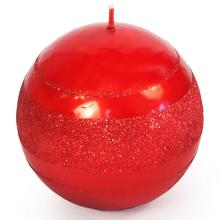 Vianočná sviečka guľa s glitrom v červenej farbe.