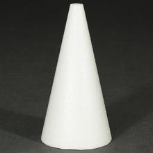Biely polystyrénový kužeľ s výškou 15 cm.