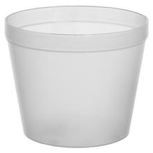 Priesvitný kvetináč s priemerom 8 cm.