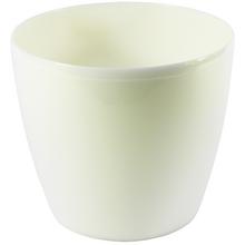 Biely kvetináč Magnolia s okrúhlym dizajnom.