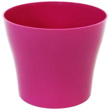 Okrúhly kvetináč v fuchsijovej farbe.
