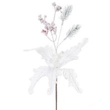 VETVIČKA POINSETTIA BIELA+ČEČINA ZASNEŽ. 30CM SUPER CENA! - FLORASYSTEM