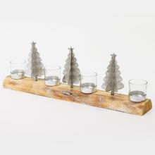 SVIETNIK ADVENT STROMČEKY STRIEBRO 48X16,5X7,7CM SUPER CENA! - FLORASYSTEM