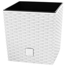 Biely štvorcový kvetináč s vkladom