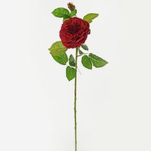 Umelá ruža plnokvetá červená s dĺžkou 68 cm.