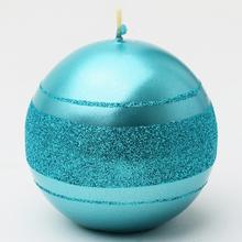 Tyrkysová vianočná sviečka s glitrom