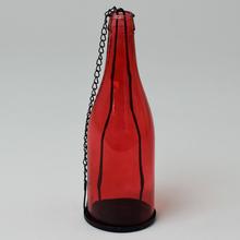 Fľaša sklo far. na čajovku, červená, 7.5x22cm