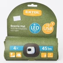 AKCIA! Čiapka s čel., ZELENÁ 4x LED,45lm, 300aMh USB nabíjanie - FLORASYSTEM