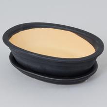 Bonsai kvetináč s miskou v antracitovej farbe, oválny tvar.