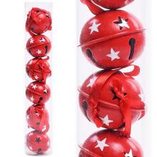 Sada červených rolničiek z kovu, 6 kusov, 5 cm.