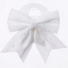 Biela mašľa s trblietkami na vianočné dekorácie.