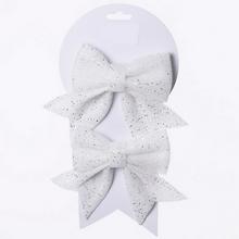 Biele mašle s trblietkami, sada 2 kusy.