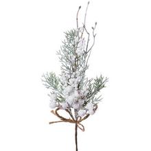 Umelá vetvička s bielymi plodmi a čečinou, 35 cm.