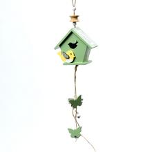 ZÁVES DOMČEK S VTÁKOM DREVO ZELENÝ 43x9,5x4,5CM - FLORASYSTEM