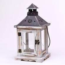 LAMPÁŠ DREVO/KOV BIELY-X 14,5x14,5x28 CM - FLORASYSTEM