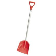 Detská lopata v koralovej farbe s hliníkovou rúčkou.