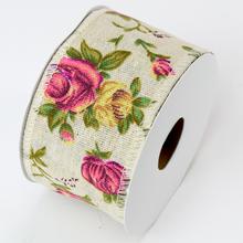 Látková stuha s kvetinovým vzorom, šírka 6 cm, dĺžka 10 m.