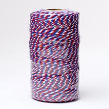 Šnúra v červenej, bielej a modrej farbe, 2mm x 100m.