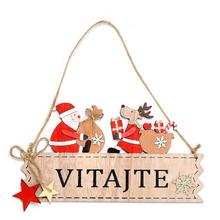 ZÁVES VITAJTE SANTA JELEŇ DREVO NATUR/ČERV 22,5x1x12CM - FLORASYSTEM