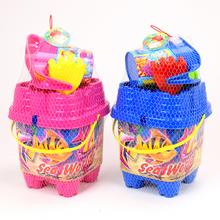 Sada do piesku s kanvičkou v modrej a ružovej farbe.