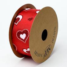 Červená stužka so srdiečkami, 4 cm x 15 m.