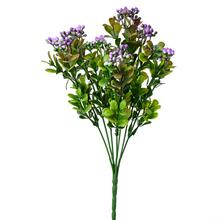 Umelé bobule fialovej farby s lístkami, 30 cm.