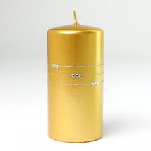 Zlatá vianočná sviečka s pásikmi