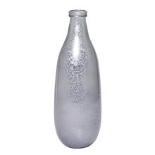 Váza fľaša z recyklovaného skla, sivá matná.