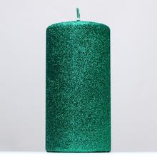 Zelená glitrová sviečka GLAMOUR