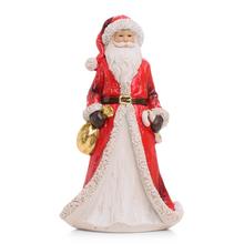 Santa Claus s darčekom v červenom a bielom oblečení.