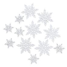 Biele drevené vločky na dekoráciu, sada 12 kusov.