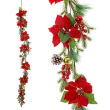 VIAN. GIRLANDA, ČERV. POINSETIA,GULKY,ČEČINA, ŠIŠKY 200CM - FLORASYSTEM