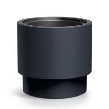 Mrazuvzdorný okrúhly kvetináč v antracitovej farbe.