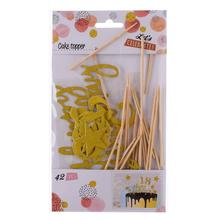 Zlatý zápich do torty set s 42 kusmi.