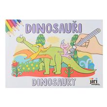 Omaľovánka s dinosaurami na maľovanie.