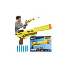Pištol NERF s 6 ranami, žltá farba, určená pre chlapcov.