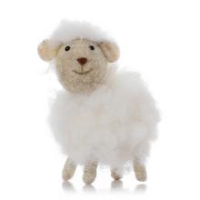 Biela ovečka s jemným kožúškom, 8 cm vysoká.
