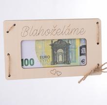 Dvojdielna obálka na peniaze s nápisom Blahoželáme.