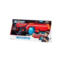 ZURU X-Shot Turbo Fire Launcher s 48 šípkami v oranžovej farbe.