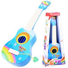 Detská gitara v modrej farbe s farebnými detailmi.