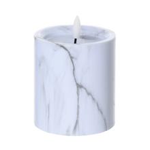 LED sviečka v mramorovom dizajne, výška 10 cm, priemer 9 cm.