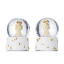 Snehová guľa s anjelom, biela a zlatá, mix 2 kusy.