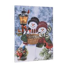 Obraz LED snehuliaci s vianočnou tematikou.