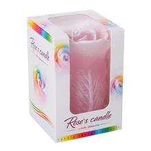 Ružová vysoká diodová sviečka v obale.