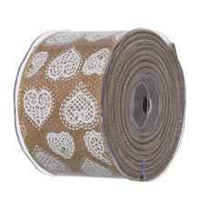 Jutová stuha srdce v prírodnej farbe, 6cm x 10m.