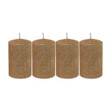 Sada štyroch glitrových sviečok v šampanskom odtieni.