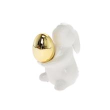 Keramický zajačik s vajcom v bielo-zlatom prevedení.