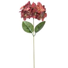 Umelá kvetina hortenzia s hnedou stopkou, 44 cm.